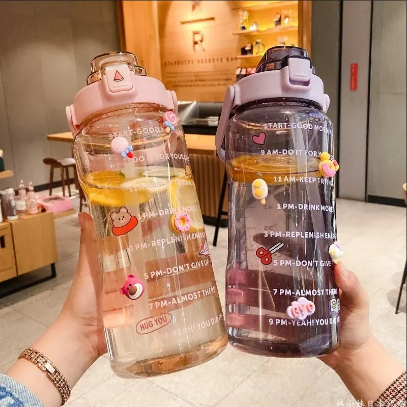 HydraMuse™: 2L Time-Marked Sports Bottle 💧🏋️‍♀️🌸