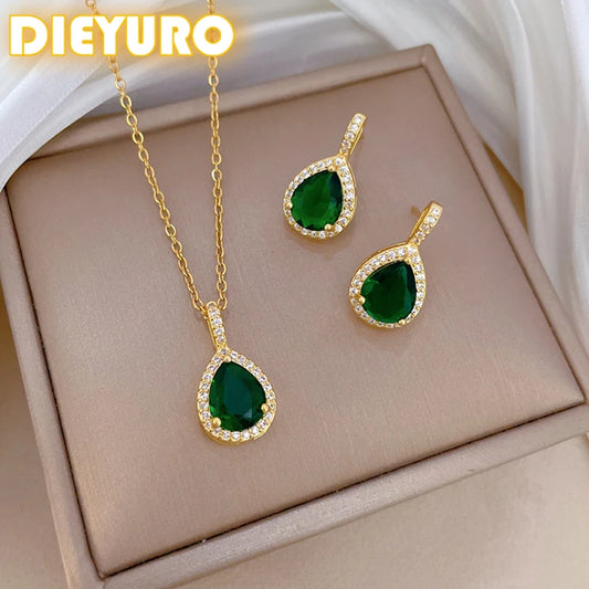 Emeraluxe™: Green Zircon Jewelry Set 💚💎✨